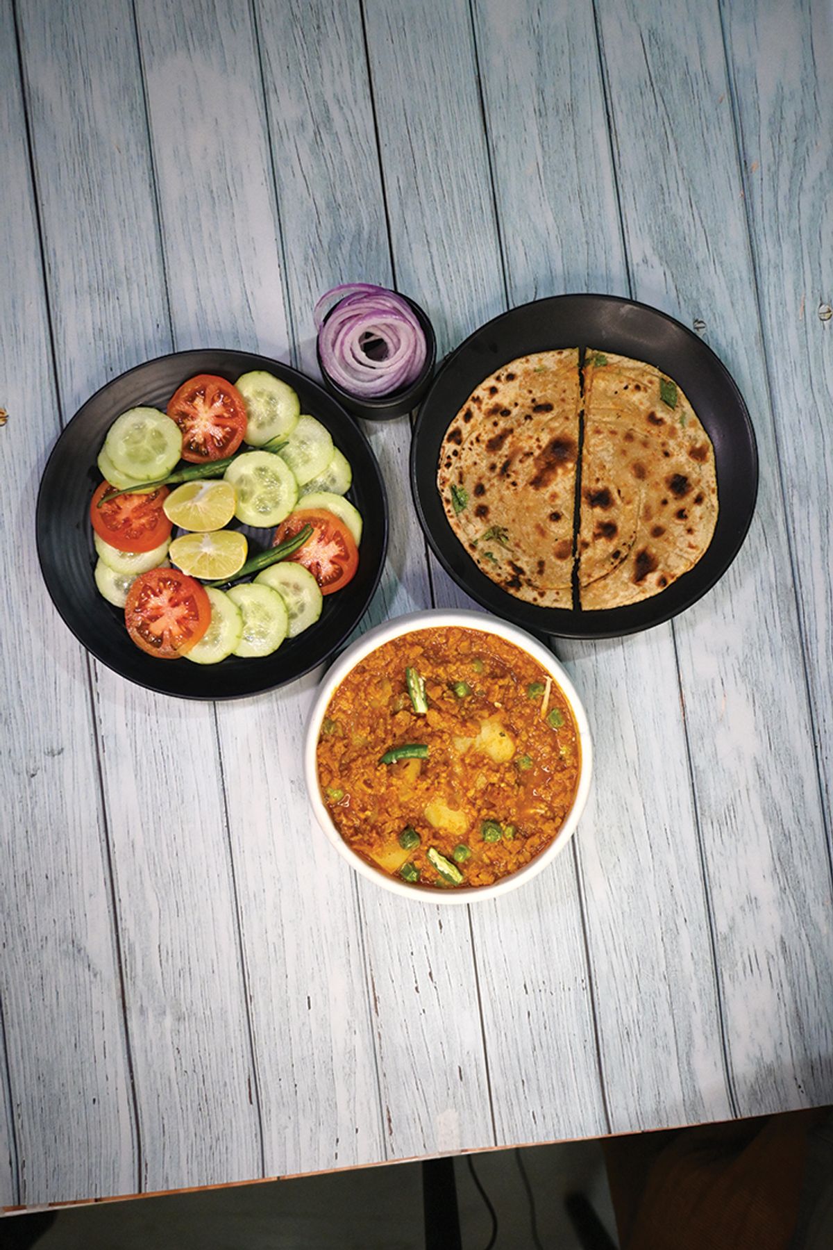 Soya Bhurji Aloo-Matar Curry image
