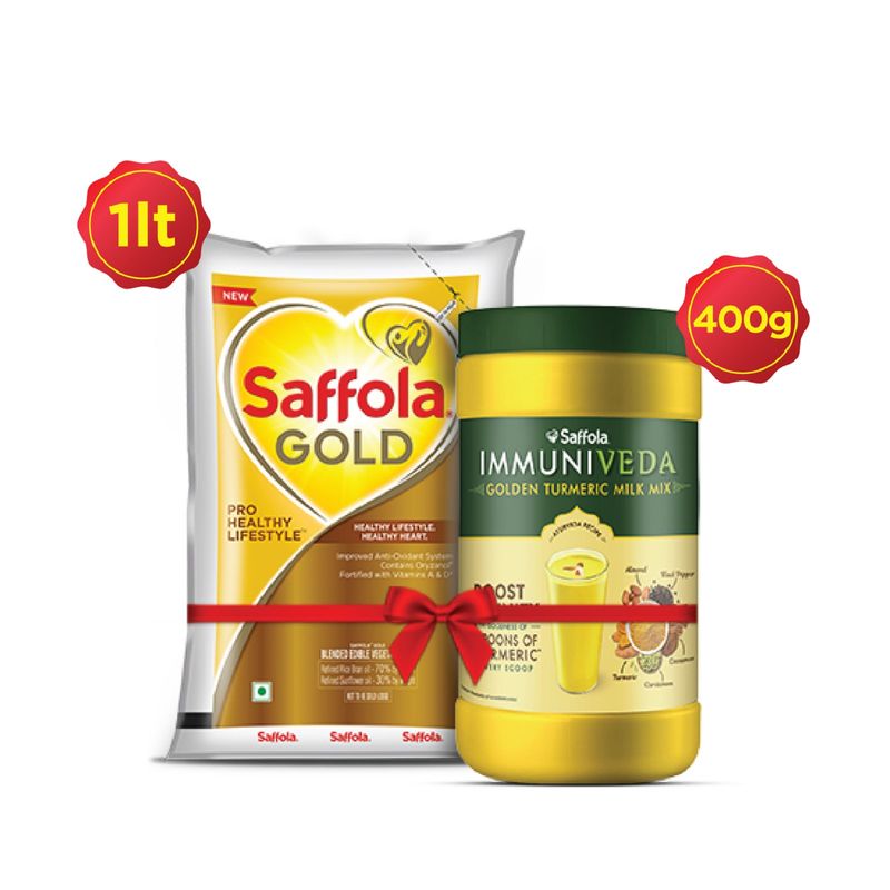 Saffola Gold 1L + Turmeric milk