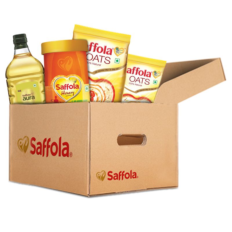 Saffola Gifting Kit | Aura 2L + Honey 1KG + Oats 1Kg, Free 400g