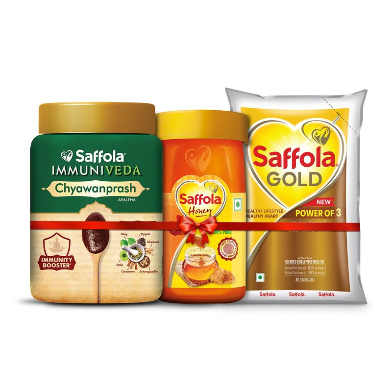 Saffola Gold 1L + Saffola Immuniveda Chyawanprash, 1 Kg + Saffola Honey 1Kg + Immuniveda Kadha 200g