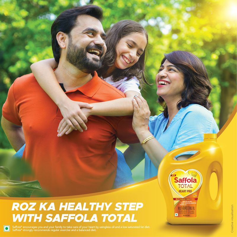 Saffola Total Oil | Heart Pro | Multi source Edible Oil (Blend of Refined Ricebran oil & Refined Sunflower oil) | Power of 6 | Helps Manage Cholesterol | 2 Litre Jar