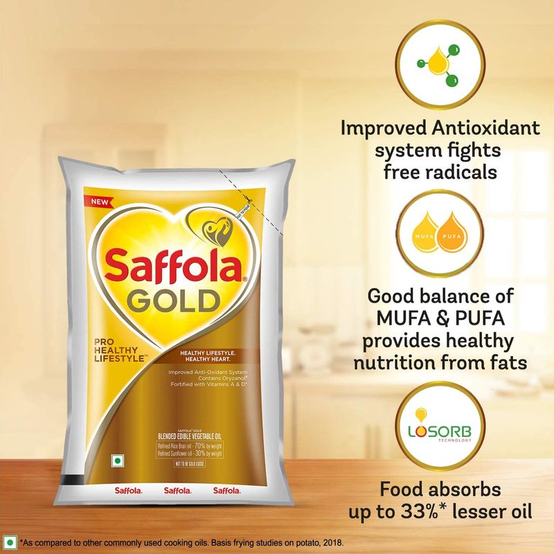 Saffola Gold 1L + 100% Pure Honey 500g + Turmeric Milk 400g