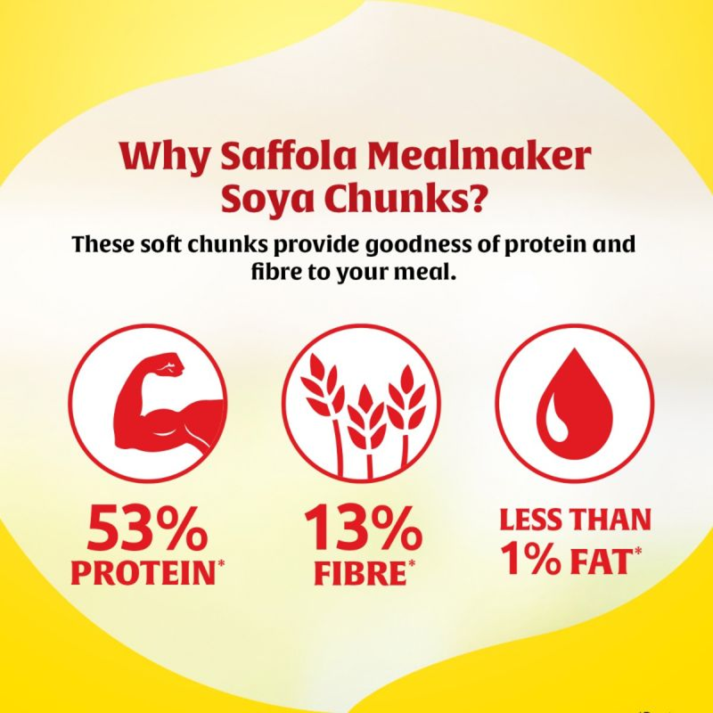 Saffola Mealmaker Soya Chunks 1kg + Fittify Pista Almond Shake B1G1