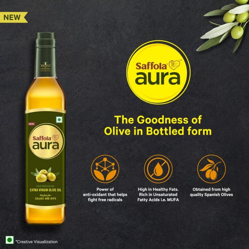 Saffola Meal Maker Soya Chunks 400g (Pack of 3) + Aura Extra Virgin Olive Oil, 500ml