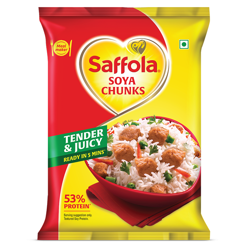 Saffola Soya Chunks, Tender & Juicy, 53% Protein, 400g