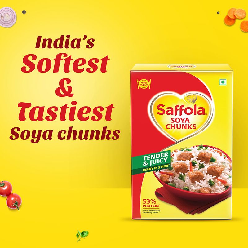 Saffola Soya Chunks, Tender & Juicy, 53% Protein, 400g