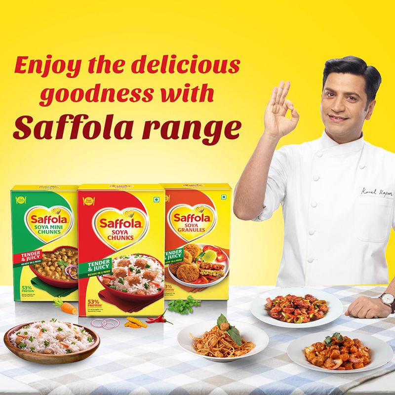 Saffola Soya Chunks, Tender & Juicy, 53% Protein, 400g