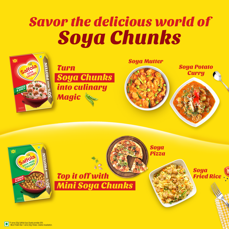 Saffola Soya Chunks,Tender & Juicy,53% Protein,400g