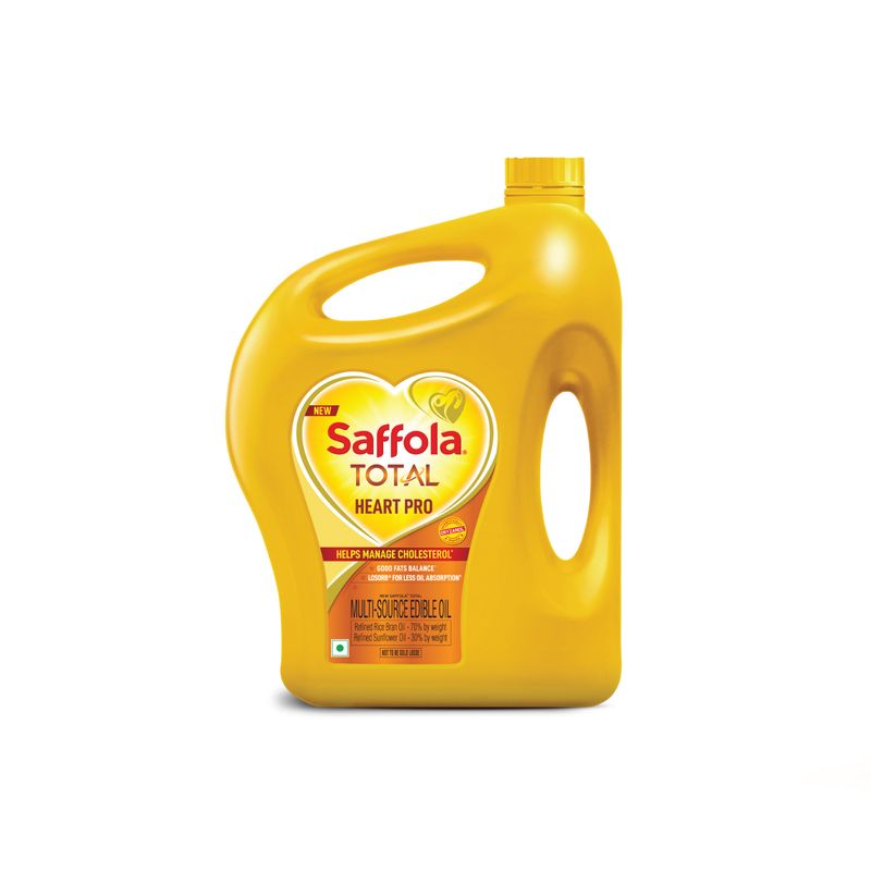 Saffola Total Oil | Heart Pro | Multi source Edible Oil (Blend of Refined Ricebran oil & Refined Sunflower oil) | Power of 6 | Helps Manage Cholesterol | 5 Litre Jar