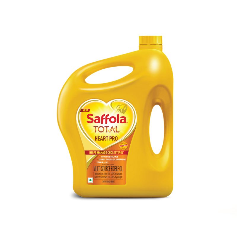 Saffola Total Oil | Heart Pro | Multi source Edible Oil (Blend of Refined Ricebran oil & Refined Sunflower oil) | Power of 6 | Helps Manage Cholesterol | 5 Litre Jar