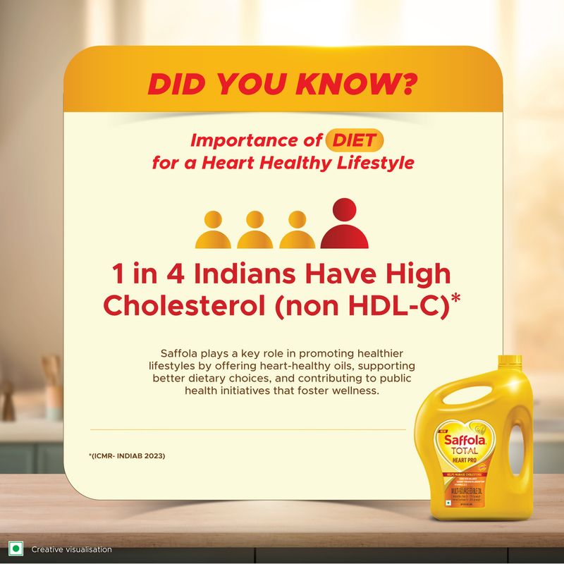 Saffola Total Oil | Heart Pro | Multi source Edible Oil (Blend of Refined Ricebran oil & Refined Sunflower oil) | Power of 6 | Helps Manage Cholesterol | 5 Litre Jar