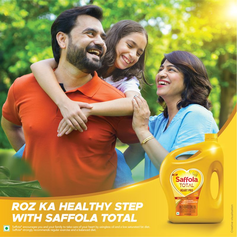Saffola Total Oil | Heart Pro | Multi source Edible Oil (Blend of Refined Ricebran oil & Refined Sunflower oil) | Power of 6 | Helps Manage Cholesterol | 5 Litre Jar