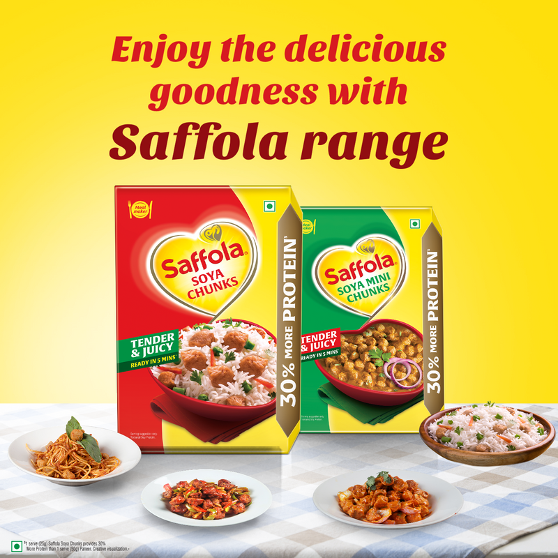 Saffola Soya Chunks, Tender & Juicy, 53% Protein, 1kg