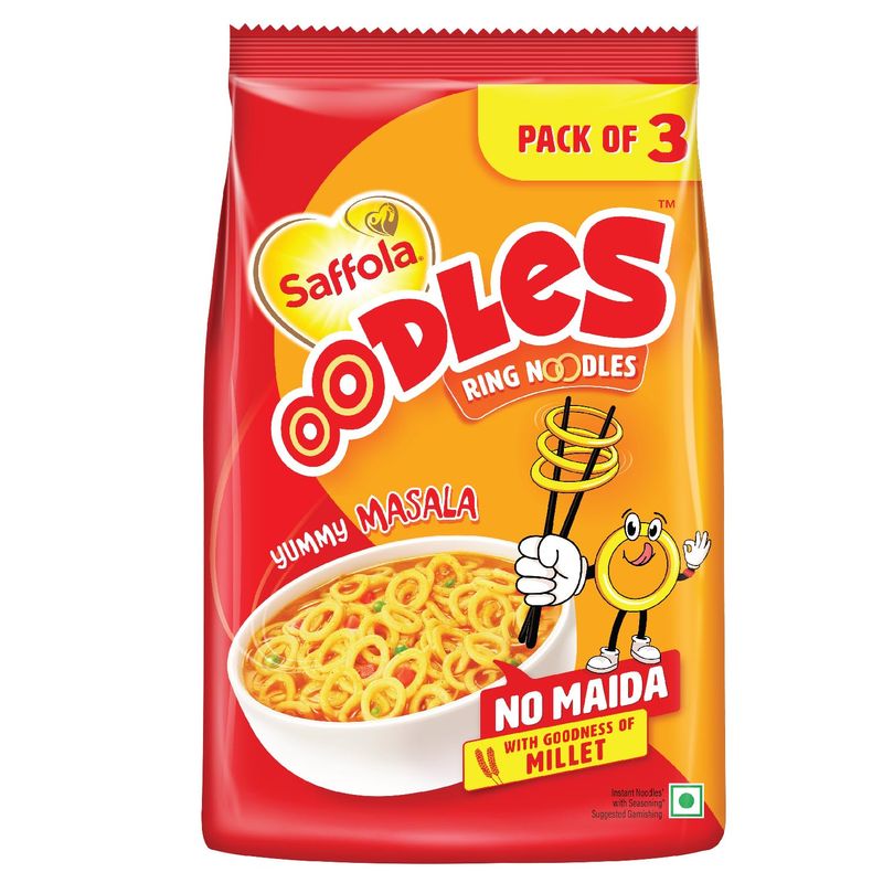 Saffola Oodles, No Maida Noodles, Instant Noodles, 3x53g (Pack of 3)