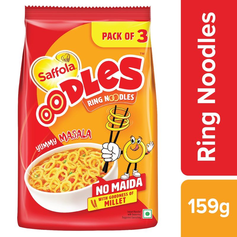 Saffola Oodles, No Maida Noodles, Instant Noodles, 3x53g (Pack of 3)