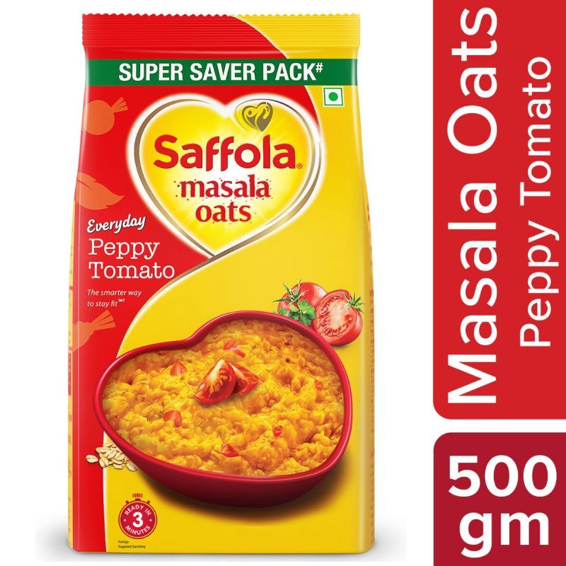 Saffola Masala Oats Peppy Tomato - 500 gm (Pack of 2)