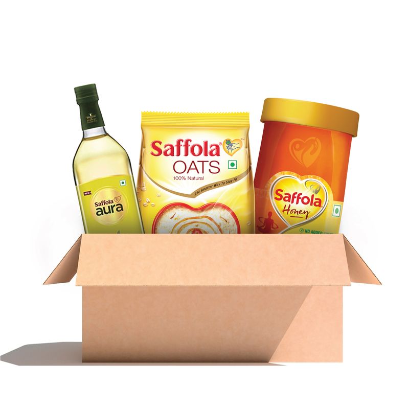 Saffola Gifting Kit | Aura 1L + Honey 1KG + Oats 1Kg, Free 400g