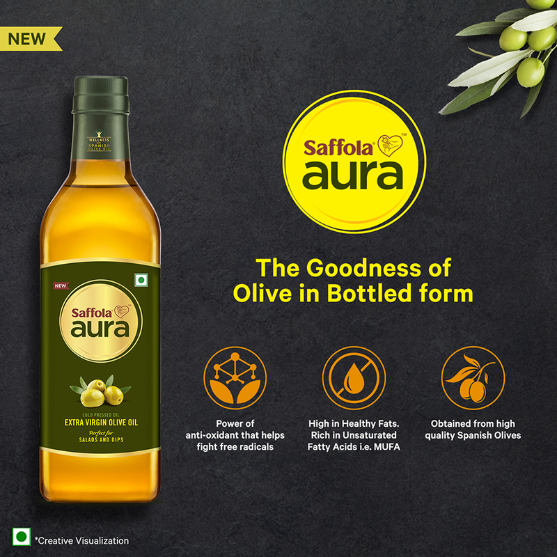 Saffola Aura Extra Virgin Olive Oil, 1ltr