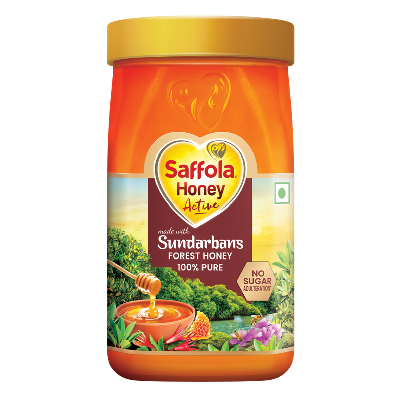 Saffola Honey Active, Made with Sundarban Forest Honey, 100% Pure Honey, No sugar adulteration,  Natural Immunity booster, 1Kg