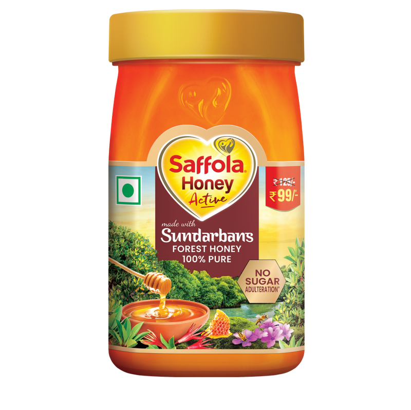 Saffola Honey Active, Made with Sundarban Forest Honey, 100% Pure Honey, No sugar adulteration, Natural Immunity booster, 250g