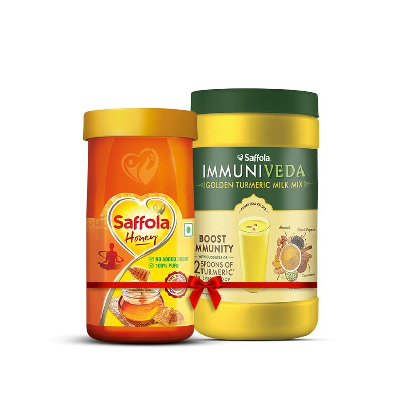 Saffola Immuniveda Golden Turmeric Milk Mix 400g + Saffola Honey 100% pure 250g