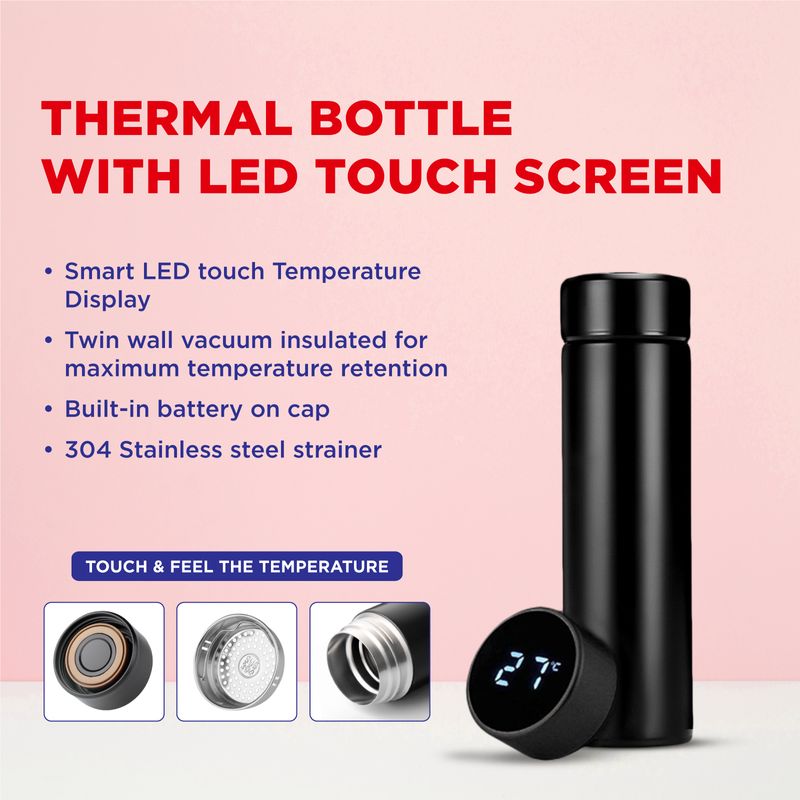 stainless steel flask with touch temperature display