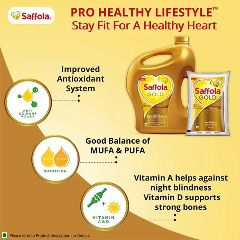 Saffola Oodles Yummy Masala 184g + Saffola Gold, Pro Healthy Lifestyle Edible Oil - 1 L Pouch (Pack of 4)