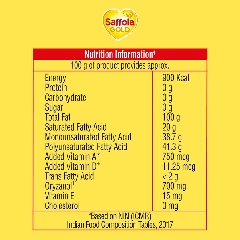 Saffola Gold, Pro Healthy Lifestyle Edible Oil - 5 L Jar