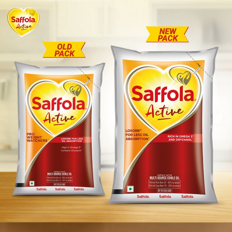 Saffola Active | Rich in Omega 3 & Oryzanol | Edible Oil - 1 L Pouch