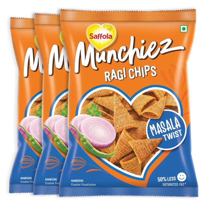 Saffola Munchiez Ragi Chips - Masala Twist (80 g) - Pack of 3