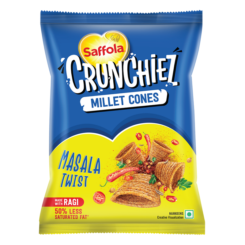 Saffola Crunchiez Millet Cones - Masala Twist, 45g