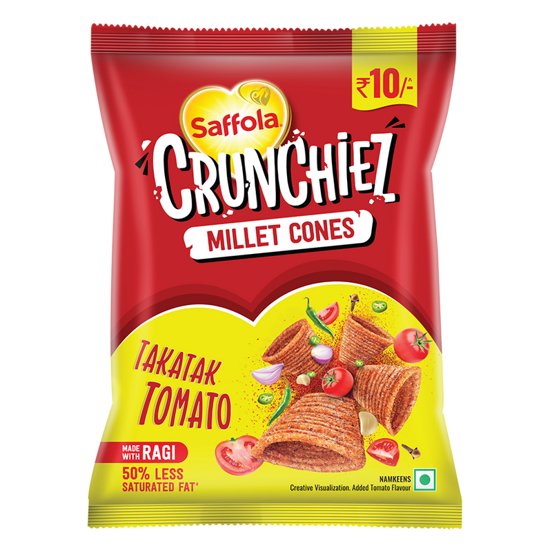 Saffola Crunchiez Millet Cones - Takatak Tomato, 21g