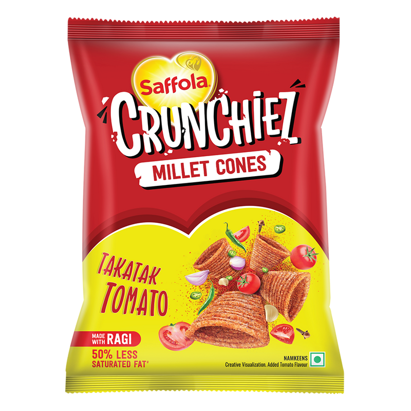 Saffola Crunchiez Millet Cones - Takatak Tomato, 45g