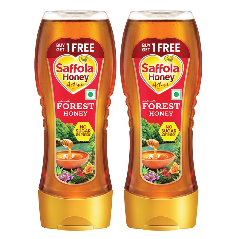 Saffola Honey Active, Made with Sundarban Forest Honey, 100% Pure Honey, No sugar adulteration, Natural Immunity booster, 2 x 350g