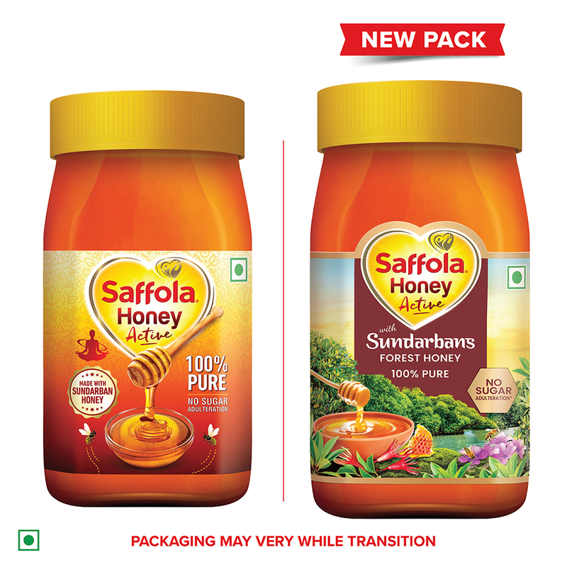 Saffola Honey Active, Made with Sundarban Forest Honey, 100% Pure Honey, No sugar adulteration,  Natural Immunity booster, 1Kg