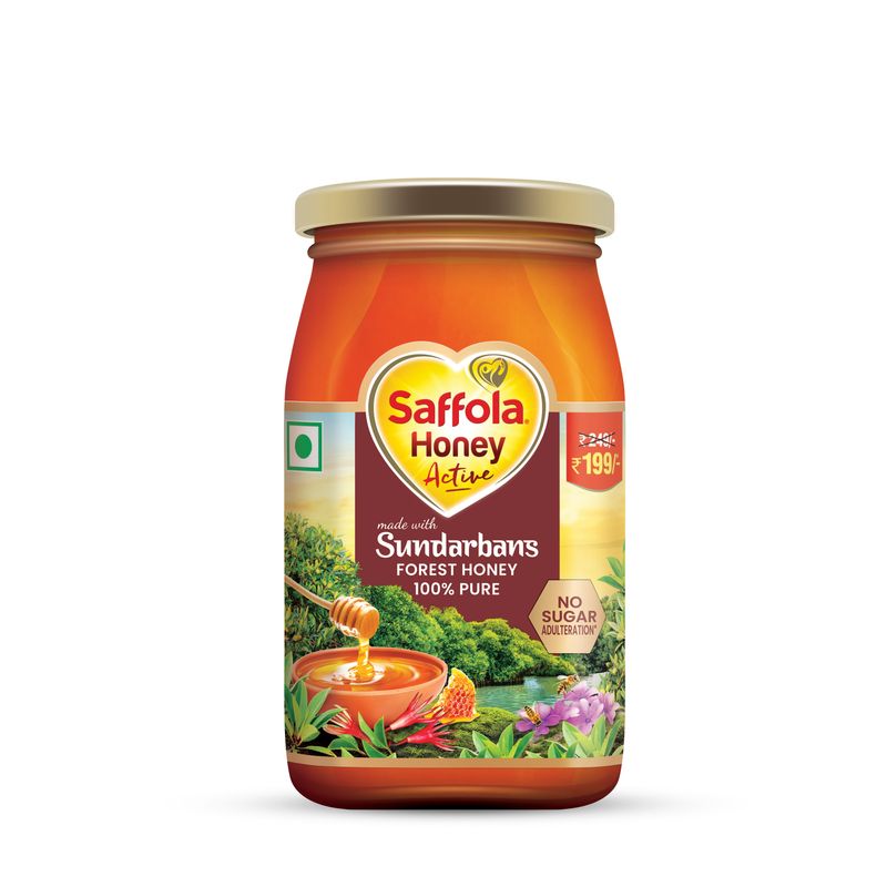 Saffola Honey Active, Made with Sundarban Forest Honey, 100% Pure Honey, No sugar adulteration, Natural Immunity booster, 500 g