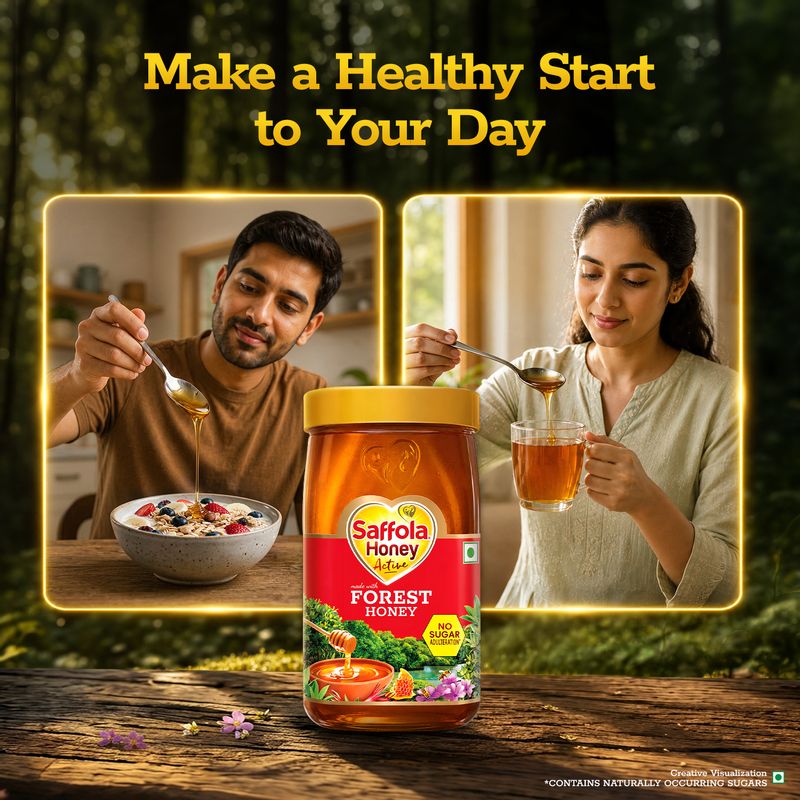 Saffola Honey Active, Made with Sundarban Forest Honey, 100% Pure Honey, No sugar adulteration,  Natural Immunity booster, 1Kg