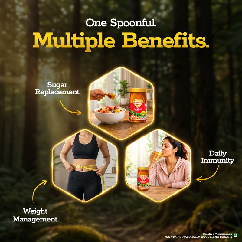 Saffola Honey Active, Made with Sundarban Forest Honey, No sugar adulteration, Natural Immunity booster, 250g