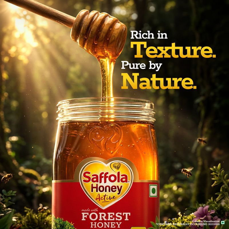 Saffola Honey Active, Made with Sundarban Forest Honey, 100% Pure Honey, No sugar adulteration,  Natural Immunity booster, 1Kg
