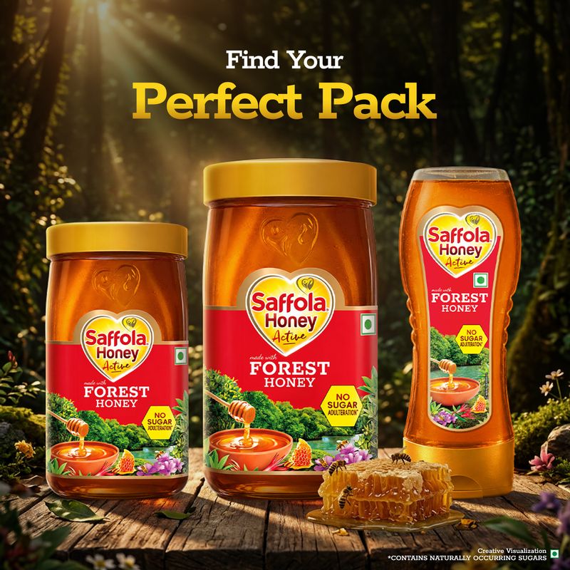 Saffola Honey Active, Made with Sundarban Forest Honey, No sugar adulteration, Natural Immunity booster, 500 g