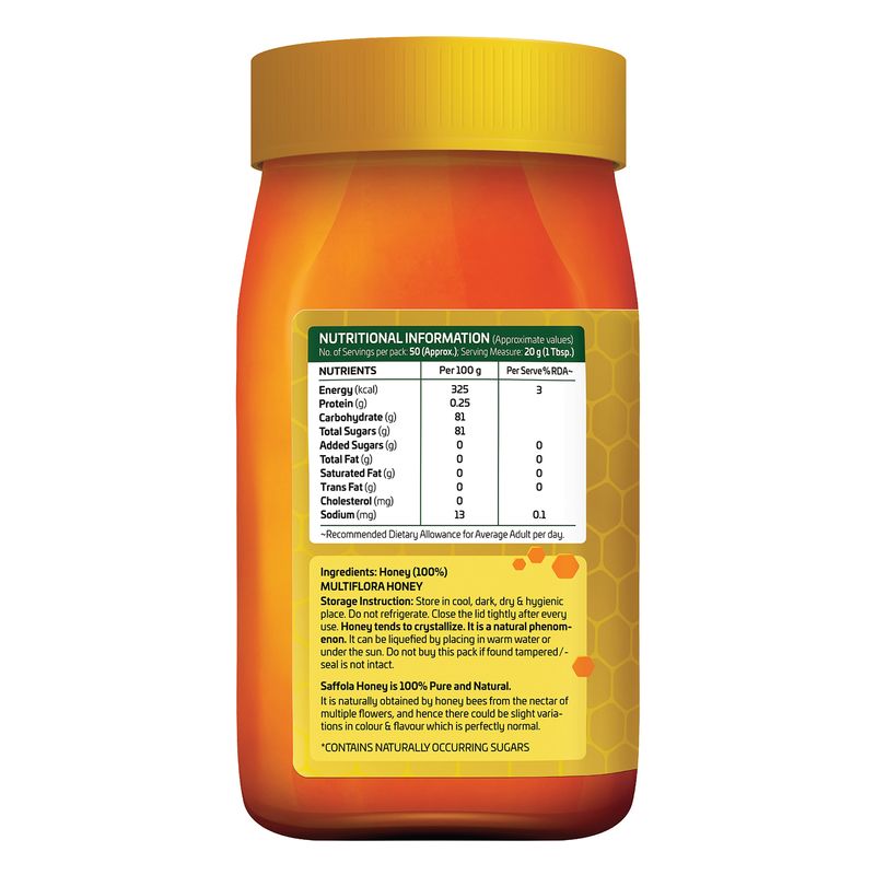 Saffola Honey Gold, 100% Pure NMR Tested Honey, Made with Kashmir Honey, 1Kg