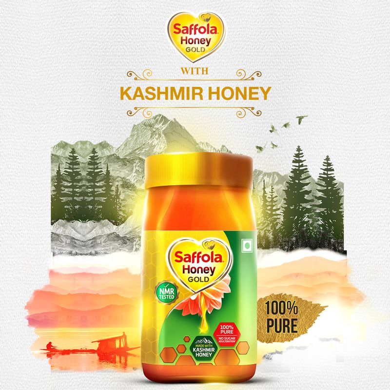 Saffola Honey Gold, 100% Pure NMR Tested Honey, Made with Kashmir Honey, 1Kg