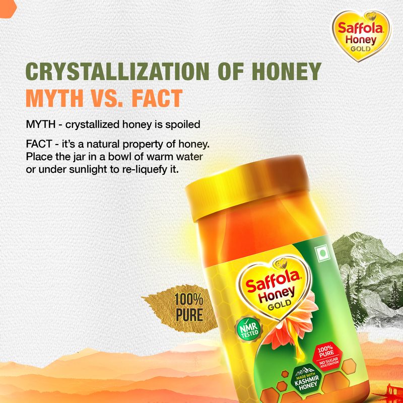 Saffola Honey Gold, 100% Pure NMR Tested Honey, Made with Kashmir Honey, 500g
