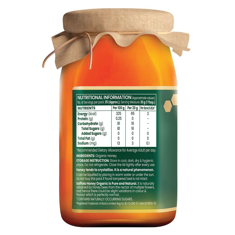 Saffola Wild Forest Organic Honey 500g