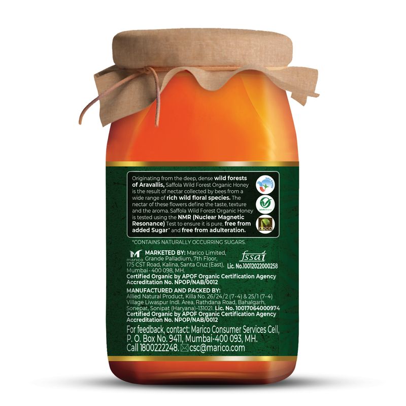 Saffola Wild Forest Organic Honey 500g (Pack of 4)