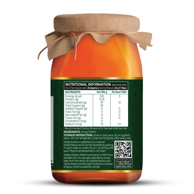 Saffola Wild Forest Organic Honey 500g (Pack of 2)
