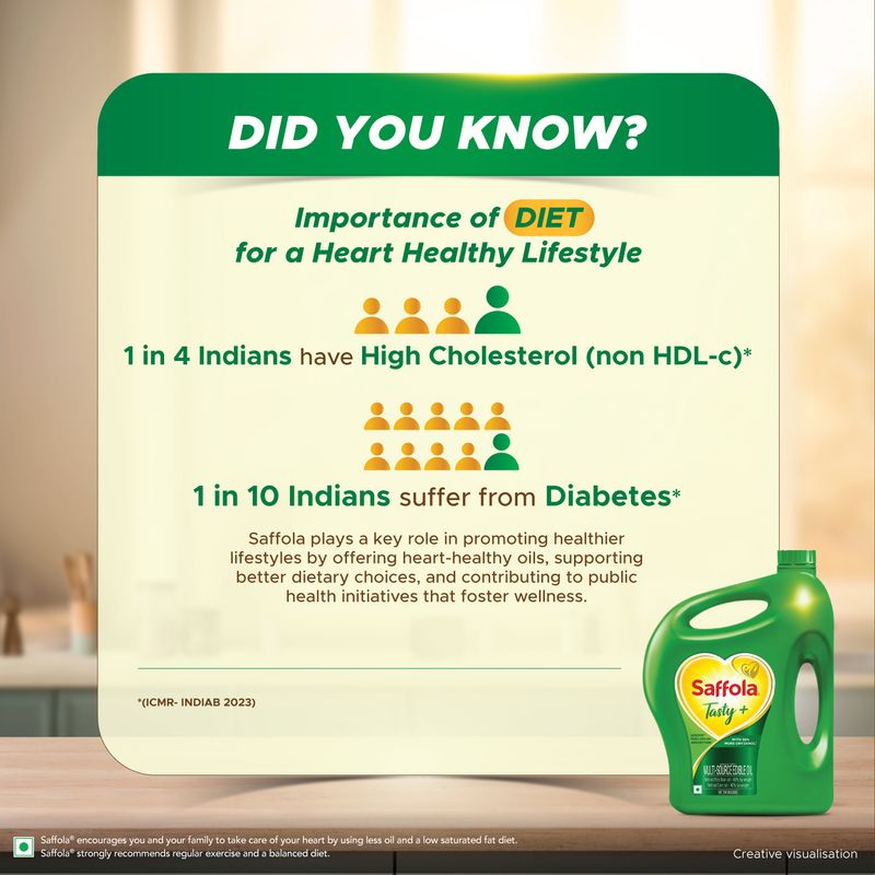 Saffola Tasty + Refined Cooking Oil | Multi-Srouce Edible Rice Bran & Corn Oil | 50% More Oryzanol | 5 Litre Jar