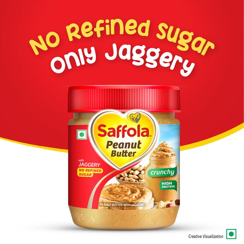 Saffola Peanut Butter with Jaggery Creamy, 350 gm | High Protein Peanut Butter | Only Jaggery, No Refined Sugar