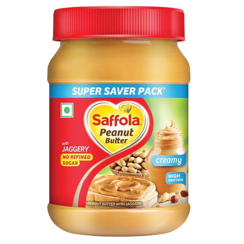 Saffola Peanut Butter with Jaggery Creamy, 850 gm | High Protein Peanut Butter | Only Jaggery, No Refined Sugar