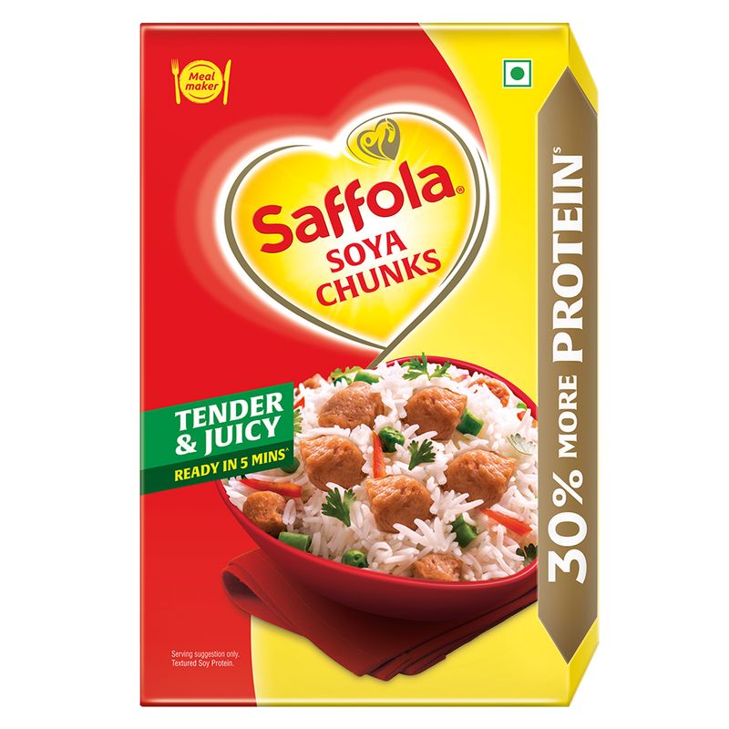 Saffola Soya Chunks, Tender & Juicy, 53% Protein, 200g